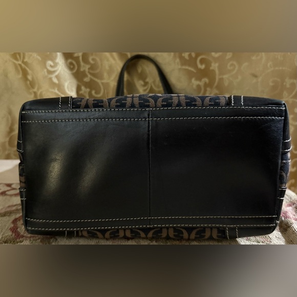 Vintage Fossil Signature Black Monogram Satchel Bag & Matching Wallet Checkbook - Picture 8 of 16